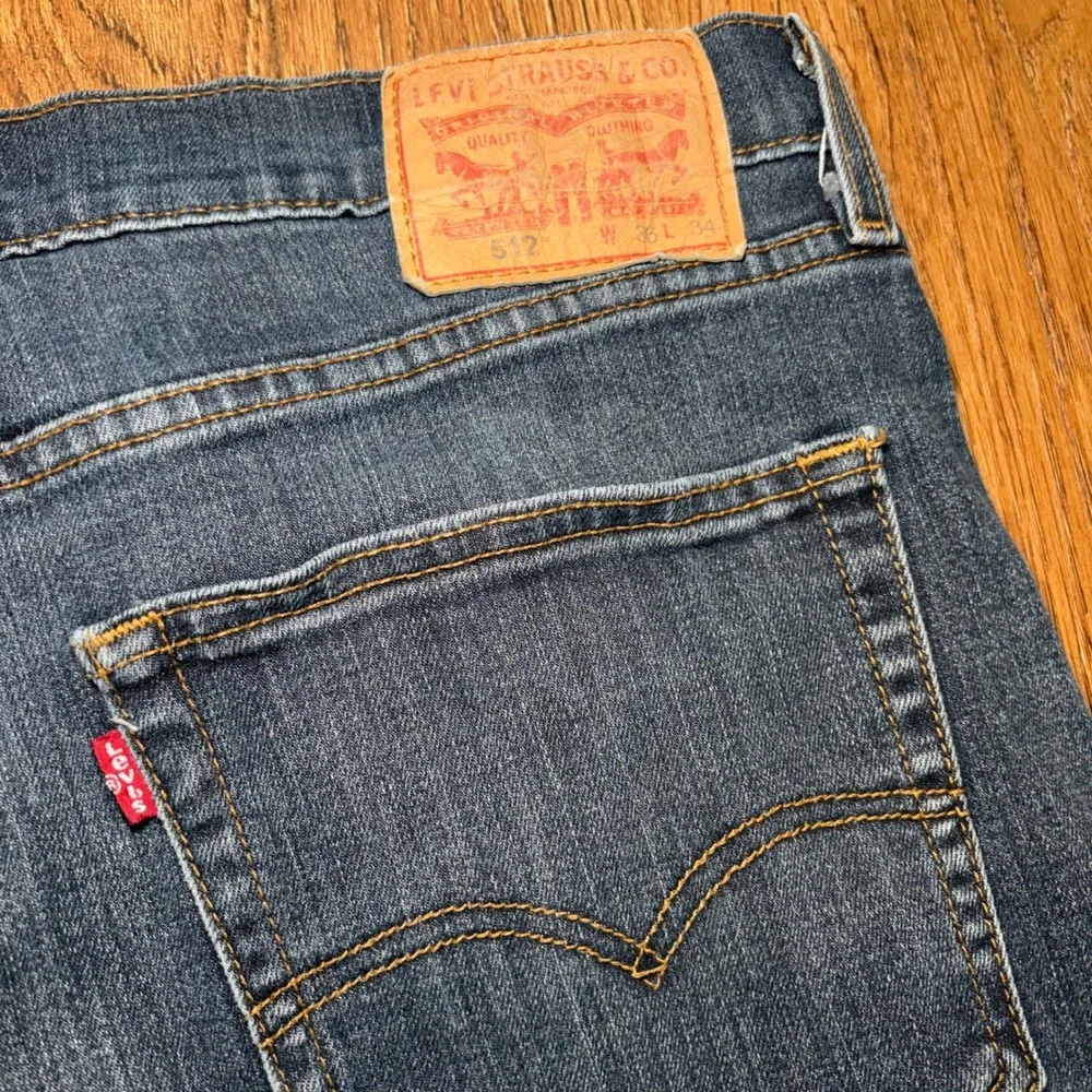 Levi's 512 Slim Taper Jeans Mens 36x31 Blue Faded Denim Stretch Pants Dark wash